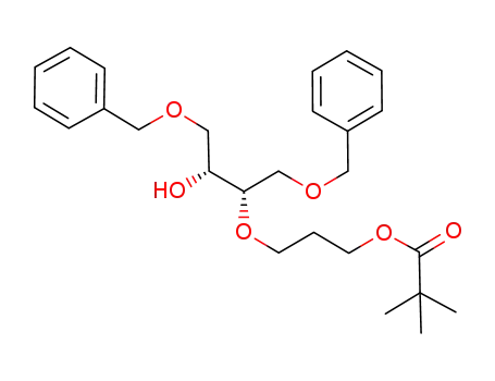 Molecular Structure of 200636-22-2 (Propanoic acid, 2,2-diMethyl-,3-[(1S,2R)-2-hydroxy-3-(phenylMethoxy)-1-[(phenylMethoxy)Methyl]propoxy]propyl ester)