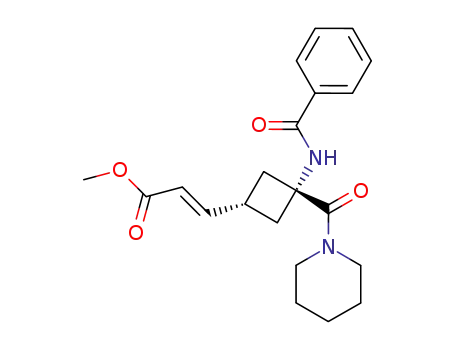 cis-1-(benzoylamino)-3-<2-(methoxycarbonyl)ethenyl>cyclobutane-1-N,N-pentamethylenecarboxamide