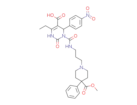 4-ethyl-1-{N-[3-(4-methoxycarbonyl-4-phenylpiperidin-1-yl)propyl]carboxamido}-6-(4-nitrophenyl)-2-oxo-1,2,3,6-tetrahydropyrimidine-5-carboxylic acid