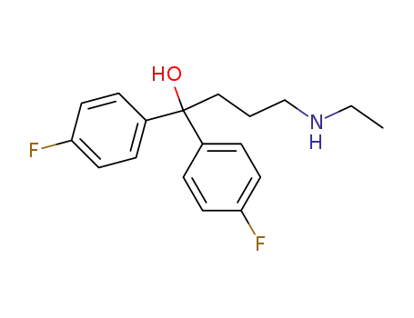 Molecular Structure of 117022-82-9 (α-<3-(ethylamino)propyl>-4-fluoro-α-(4-fluorophenyl)benzenemethanol)