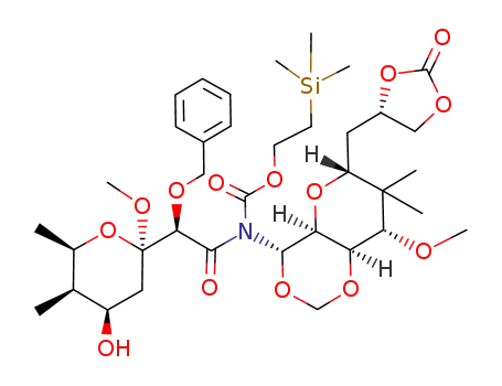 [benzyloxy-(4-hydroxy-2-methoxy-5,6-dimethyl-tetrahydro-pyran-2-yl)-acetyl]-[8-methoxy-7,7-dimethyl-6-(2-oxo-[1,3]dioxolan-4-ylmethyl)-hexahydro-pyrano[3,2-<i>d</i>][1,3]dioxin-4-yl]-carbamic acid 2-trimethylsilanyl-ethyl ester