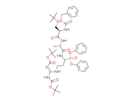 Molecular Structure of 695172-11-3 (diphenyl ((N-benzyloxycarbonyl-O-tert-butyl-D-seryl)-L-alanyl)amino-(2-(N,N'-bis(tert-butyloxycarbonyl)guanyl)ethyl)methanephosphonate)