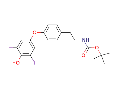 Molecular Structure of 788824-59-9 (Carbamic acid, [2-[4-(4-hydroxy-3,5-diiodophenoxy)phenyl]ethyl]-,
1,1-dimethylethyl ester)