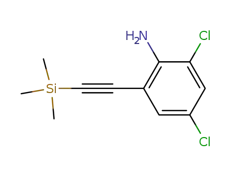 Molecular Structure of 684250-19-9 (Benzenamine, 2,4-dichloro-6-[(trimethylsilyl)ethynyl]-)