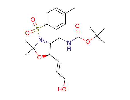 Molecular Structure of 881309-50-8 (Carbamic acid,
[[(4R,5R)-5-[(1E)-3-hydroxy-1-propenyl]-2,2-dimethyl-3-[(4-methylphenyl
)sulfonyl]-4-oxazolidinyl]methyl]-, 1,1-dimethylethyl ester)