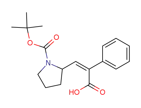 Molecular Structure of 635292-14-7 ((+/-)-(Z)-2-phenyl-3-(2-N-tert-butoxycarbonylpyrrolidinyl)propenoic acid)