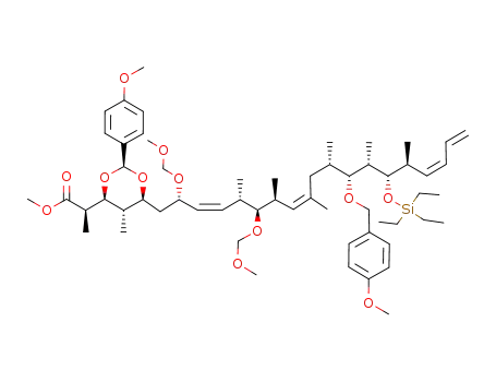 2-[6-[12-(4-methoxy-benzyloxy)-2,6-bis-methoxymethoxy-5,7,9,11,13,15-hexamethyl-14-triethylsilanyloxy-nonadeca-3,8,16,18-tetraenyl]-2-(4-methoxy-phenyl)-5-methyl-[1,3]dioxan-4-yl]-propionic acid methyl ester