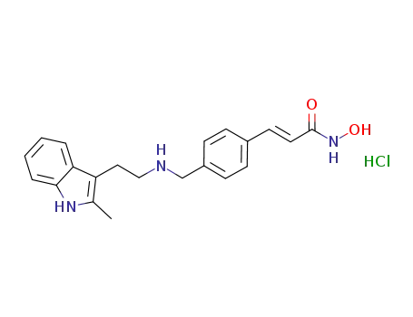 Molecular Structure of 960055-52-1 (N-hydroxy-3-[4-[[[2-(2-methyl-1H-indol-3-yl)ethyl]amino]methyl]phenyl]-2E-2-propenamide hydrochloride)