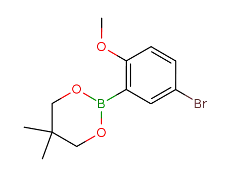 Molecular Structure of 884010-20-2 (2,2-dimethylpropane-1,3-diyl [5-bromo-2-methoxyphenyl] boronate)