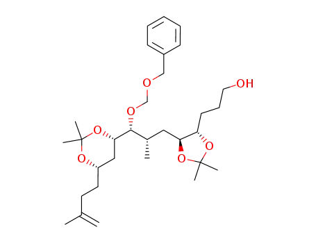 3-((4S,5S)-5-{(2S,3R)-3-Benzyloxymethoxy-3-[(4S,6S)-2,2-dimethyl-6-(3-methyl-but-3-enyl)-[1,3]dioxan-4-yl]-2-methyl-propyl}-2,2-dimethyl-[1,3]dioxolan-4-yl)-propan-1-ol