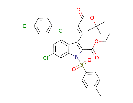1H-Indole-2-carboxylic acid,
4,6-dichloro-3-[(1E)-2-(4-chlorophenyl)-3-(1,1-dimethylethoxy)-3-oxo-1-
propenyl]-1-[(4-methylphenyl)sulfonyl]-, ethyl ester