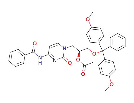 acetic acid 1-(4-benzoylamino-2-oxo-2<i>H</i>-pyrimidin-1-ylmethyl)-2-[bis-(4-methoxy-phenyl)-phenyl-methoxy]-ethyl ester