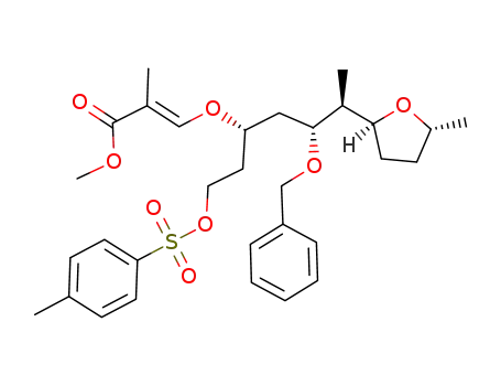 3-{3-benzyloxy-4-(5-methyl-tetrahydro-furan-2-yl)-1-[2-(toluene-4-sulfonyloxy)-ethyl]-pentyloxy}-2-methyl-acrylic acid methyl ester