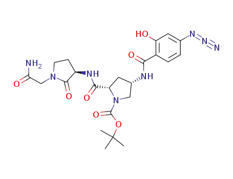 1-Pyrrolidinecarboxylic acid,
2-[[[(3R)-1-(2-amino-2-oxoethyl)-2-oxo-3-pyrrolidinyl]amino]carbonyl]-4-[
(4-azido-2-hydroxybenzoyl)amino]-, 1,1-dimethylethyl ester, (2S,4S)-