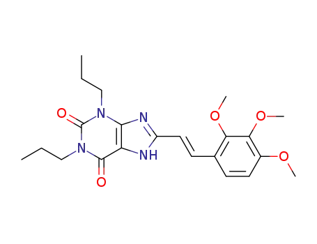 Molecular Structure of 147700-51-4 (1,3-dipropyl-8-[(E)-2-(2,3,4-trimethoxyphenyl)ethenyl]-3,7-dihydro-1H-purine-2,6-dione)