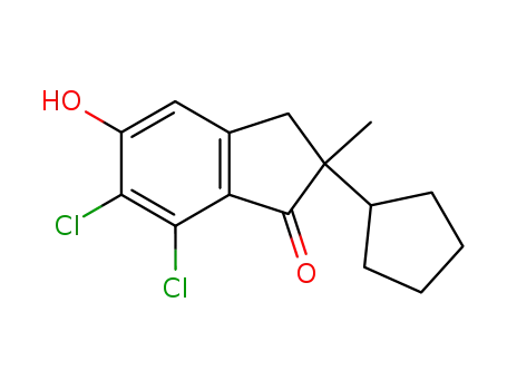 Molecular Structure of 54197-04-5 (1H-Inden-1-one,
6,7-dichloro-2-cyclopentyl-2,3-dihydro-5-hydroxy-2-methyl-)