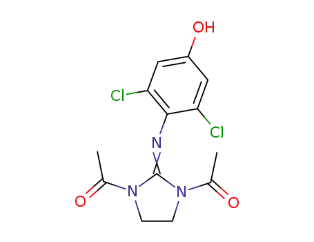 Molecular Structure of 109988-71-8 (2-Imidazolidinimine, 1,3-diacetyl-N-(2,6-dichloro-4-hydroxyphenyl)-)