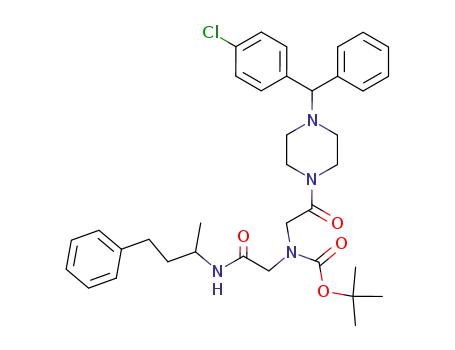 Molecular Structure of 737828-55-6 ((2-{4-[(4-chloro-phenyl)-phenyl-methyl]-piperazin-1-yl}-2-oxo-ethyl)-[(1-methyl-3-phenyl-propylcarbamoyl)-methyl]-carbamic acid <i>tert</i>-butyl ester)