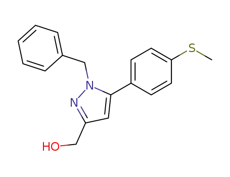 Molecular Structure of 654058-92-1 (1H-Pyrazole-3-methanol, 5-[4-(methylthio)phenyl]-1-(phenylmethyl)-)