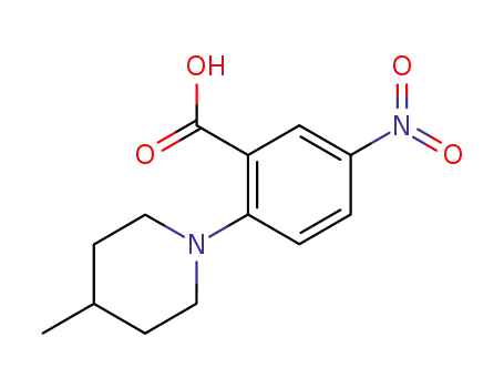 Molecular Structure of 78243-27-3 (2-(4-METHYLPIPERIDIN-1-YL)-5-NITROBENZOIC ACID)