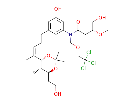 (R)-4-Hydroxy-N-(3-hydroxy-5-{(Z)-4-[(4R,5S,6S)-6-(2-hydroxy-ethyl)-2,2,5-trimethyl-[1,3]dioxan-4-yl]-pent-3-enyl}-phenyl)-3-methoxy-N-(2,2,2-trichloro-ethoxymethyl)-butyramide