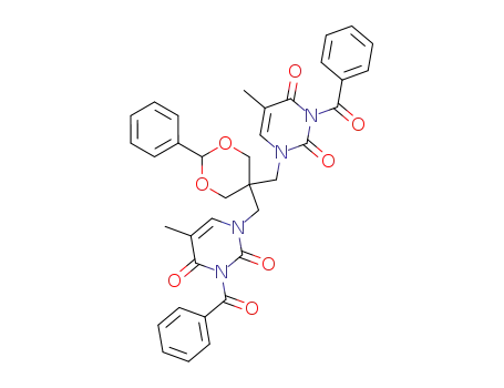 Molecular Structure of 650619-69-5 (5,5-bis-[(3-benzoyl-thymin-1-yl)methyl]-2-phenyl-1,3-dioxane)