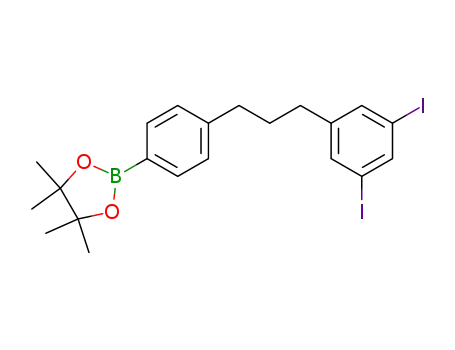 Molecular Structure of 634598-11-1 (1,3,2-Dioxaborolane,
2-[4-[3-(3,5-diiodophenyl)propyl]phenyl]-4,4,5,5-tetramethyl-)