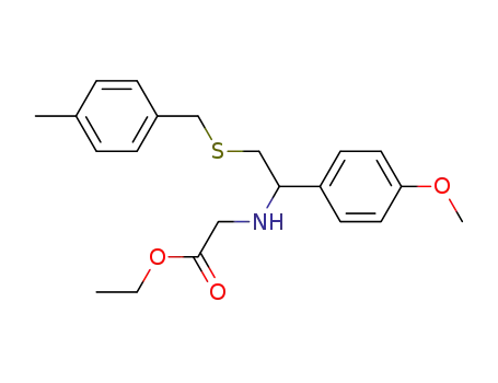 Molecular Structure of 628298-44-2 (Glycine, N-[1-(4-methoxyphenyl)-2-[[(4-methylphenyl)methyl]thio]ethyl]-,
ethyl ester)