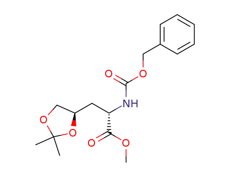 Molecular Structure of 132970-40-2 ((S)-2-Benzyloxycarbonylamino-3-((R)-2,2-dimethyl-[1,3]dioxolan-4-yl)-propionic acid methyl ester)