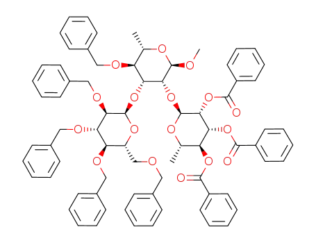 methyl (2,3,4-tri-O-benzoyl-α-L-rhamnopyranosyl)-(1->2)-[2,3,4,6-tetra-O-benzyl-α-D-glucopyranosyl-(1->3)]-4-O-benzyl-α-L-rhamnopyranoside