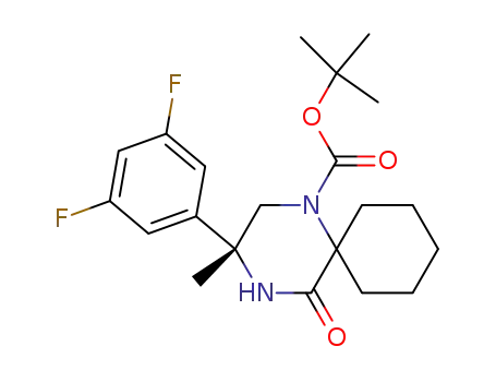 Molecular Structure of 957122-19-9 (tert-butyl (3R)-3-(3,5-difluorophenyl)-3-methyl-5-oxo-1,4-diazaspiro[5.5]undecane-1-carboxylate)