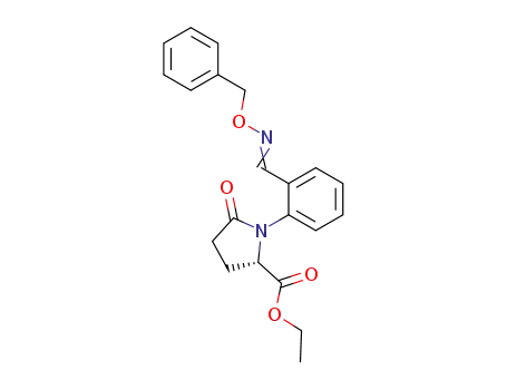 Molecular Structure of 902137-36-4 ((S)-1-[2-(Benzyloxyimino-methyl)-phenyl]-5-oxo-pyrrolidine-2-carboxylic acid ethyl ester)