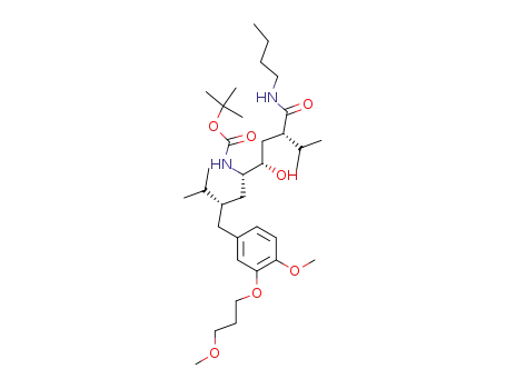 Molecular Structure of 173337-63-8 ((1S,2S,4S,2'S)-(4-butylcarbamoyl-2-hydroxy-1-{2'-[4-methoxy-3-(3-methoxypropoxy)benzyl]-3-methylbutyl}-5-methylhexyl)carbamic acid tert-butyl ester)