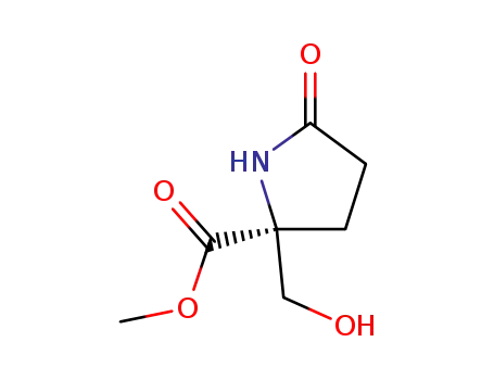Molecular Structure of 174283-18-2 (D-Proline, 2-(hydroxymethyl)-5-oxo-, methyl ester (9CI))