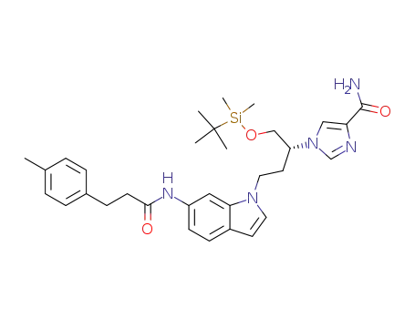 1-[(R)-1-(tert-butyldimethylsilyloxy)-4-(6-(3-(4-methylphenyl)propionylamino)indol-1-yl)-2-butyl]imidazole-4-carboxamide