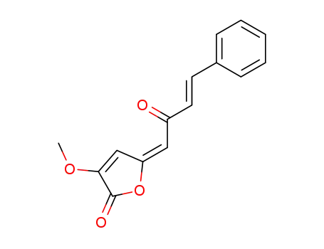 2(5H)-Furanone, 3-methoxy-5-[(3E)-2-oxo-4-phenyl-3-butenylidene]-,
(5E)-