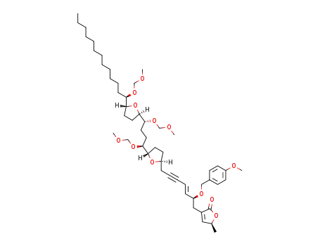 3-[7-(5-(S)-{1-(S),4-(R)-bis-methoxymethoxy-4-[5-(R)-(1-(R)-methoxymethoxy-tridecyl)tetrahydrofuran-2-(R)-yl]butyl}tetrahydrofuran-2-(S)-yl)-2-(R)-(4-methoxybenzyloxy)hept-3-en-5-ynyl]-5-(S)-methyl-5H-furan-2-one