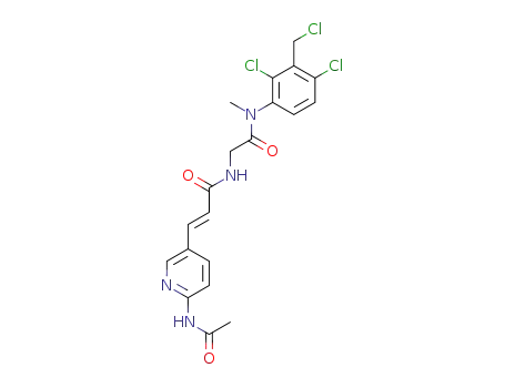 Molecular Structure of 194928-59-1 ((2E)-3-[6-(acetylamino)-3-pyridinyl]-N-{2-[3-(chloromethyl)-2,4-dichloromethylanilino]-2-oxoethyl}-2-propenamide)
