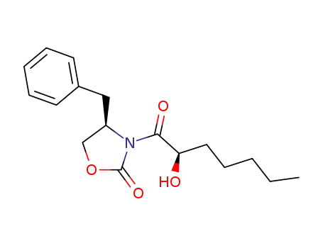 2-Oxazolidinone, 3-[(2R)-2-hydroxy-1-oxoheptyl]-4-(phenylmethyl)-,
(4R)-
