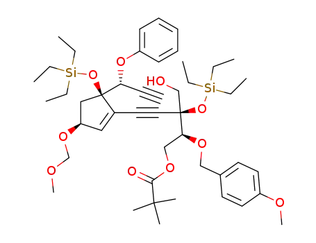 2,2-Dimethyl-propionic acid (2S,3S)-3-hydroxymethyl-2-(4-methoxy-benzyloxy)-5-[(3S,5R)-3-methoxymethoxy-5-((R)-1-phenoxy-prop-2-ynyl)-5-triethylsilanyloxy-cyclopent-1-enyl]-3-triethylsilanyloxy-pent-4-ynyl ester