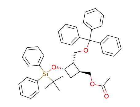 Acetic acid (1S,2S,3S)-3-(tert-butyl-diphenyl-silanyloxy)-2-trityloxymethyl-cyclobutylmethyl ester