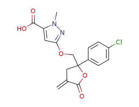 5-[2-(4-chloro-phenyl)-4-methylene-5-oxo-tetrahydro-furan-2-ylmethoxy]-2-methyl-2<i>H</i>-pyrazole-3-carboxylic acid