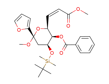 Benzoic acid (2S,3R,4S,6S)-4-(tert-butyl-dimethyl-silanyloxy)-6-furan-2-yl-6-methoxy-2-((Z)-2-methoxycarbonyl-vinyl)-tetrahydro-pyran-3-yl ester