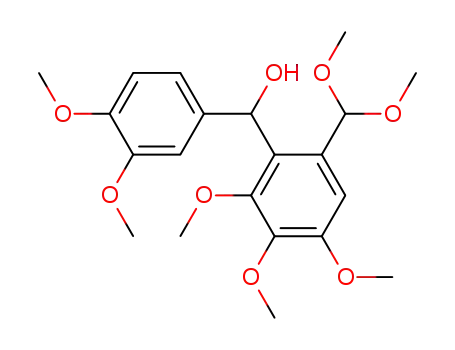 Molecular Structure of 104756-71-0 (Benzenemethanol,
6-(dimethoxymethyl)-a-(3,4-dimethoxyphenyl)-2,3,4-trimethoxy-)