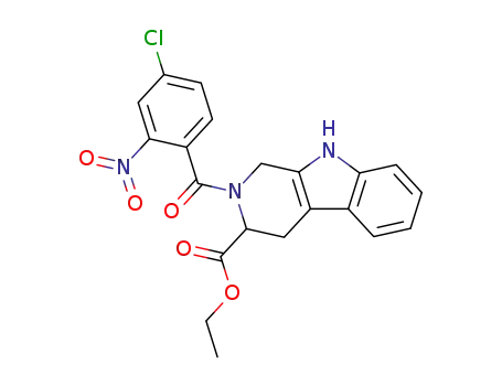 Molecular Structure of 130472-81-0 (2-(4-Chloro-2-nitro-benzoyl)-2,3,4,9-tetrahydro-1H-β-carboline-3-carboxylic acid ethyl ester)