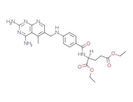 Molecular Structure of 101375-08-0 (N-<4-<<(2,4-diamino-5-methylpyrido<2,3-d>pyrimidin-6-yl)methyl>amino>benzoyl>-L-glutamic acid diethyl ester)