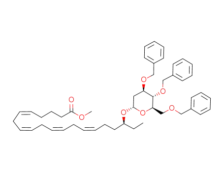 (5Z,8Z,11Z,14Z)-(S)-18-((2S,4R,5S,6R)-4,5-Bis-benzyloxy-6-benzyloxymethyl-tetrahydro-pyran-2-yloxy)-icosa-5,8,11,14-tetraenoic acid methyl ester