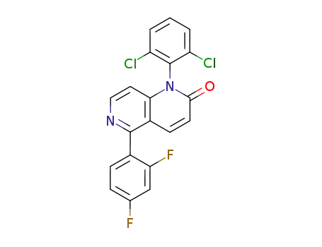Molecular Structure of 444665-44-5 (1,6-Naphthyridin-2(1H)-one,
1-(2,6-dichlorophenyl)-5-(2,4-difluorophenyl)-)