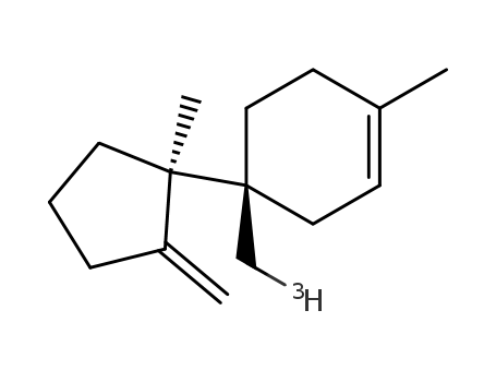 Molecular Structure of 105164-40-7 ((4S)-1-methyl-4-(~3~H_1_)methyl-4-[(1R)-1-methyl-2-methylidenecyclopentyl]cyclohexene)