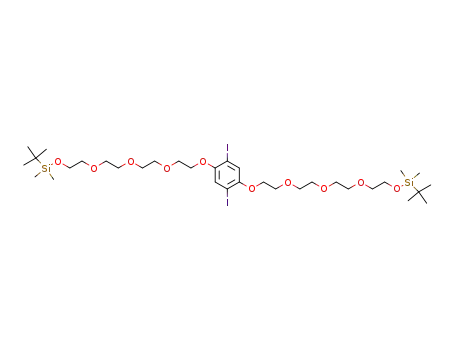 Molecular Structure of 571167-65-2 (4,7,10,13-Tetraoxa-3-silapentadecane,
15,15'-[(2,5-diiodo-1,4-phenylene)bis(oxy)]bis[2,2,3,3-tetramethyl-)